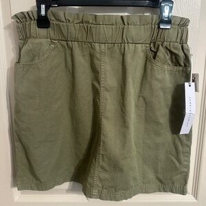 Jane and Delancey Elastic Gathered Detail Midi Skirt, Olive Green, Sz M, NWT